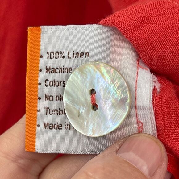 Fridaze Orange Linen Redefined 3/4 Sleeve Button Up Shirt Jacket Small - Picture 6 of 8